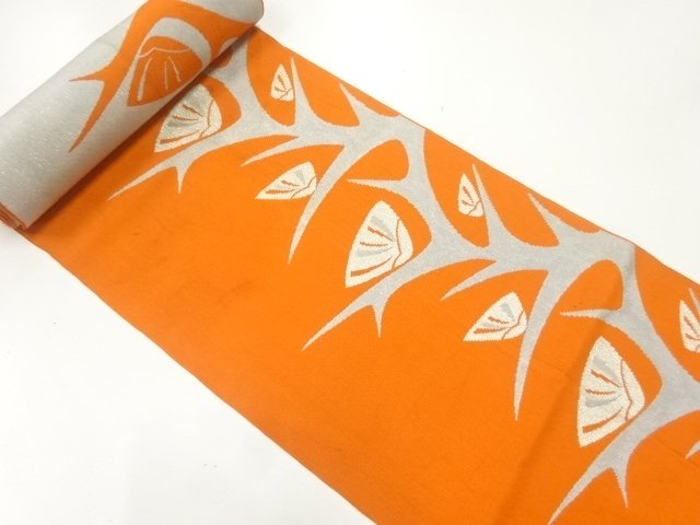 JAPANESE KIMONO / ANTIQUE BOLT FOR HASSUN OBI / WOVEN ABSTRACT PATTERN